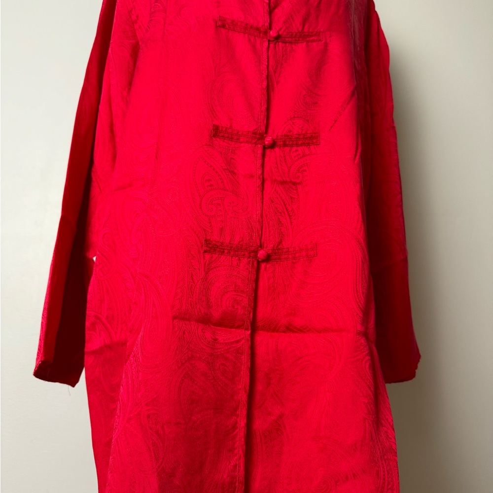 Victoria Secret gold label vintage 100% silk red pajama dress/ robe size medium - Picture 5 of 13